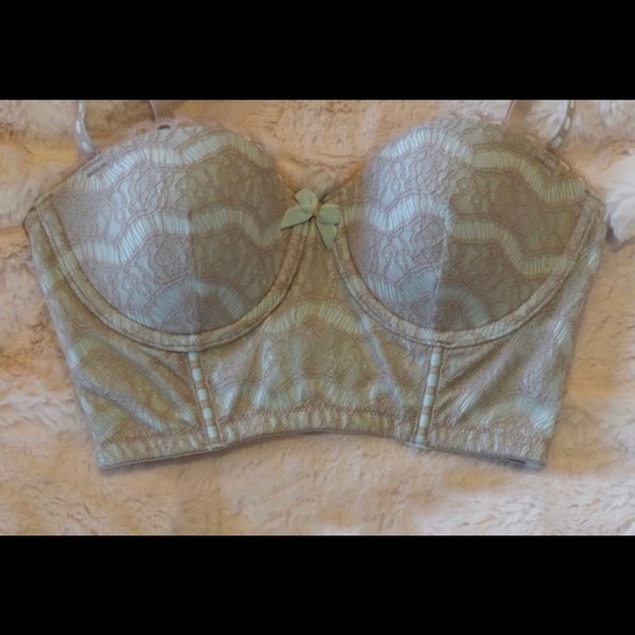 { Anthropologie } Eloise Minted Lace Long-line Bra 32b - Picture 4 of 9
